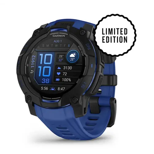 Garmin Instinct® 3 – 45 mm, AMOLED - Instinct® 3 – 45 mm, AMOLED - Black με λουράκι Bolt Blue/Black 010-02936-03