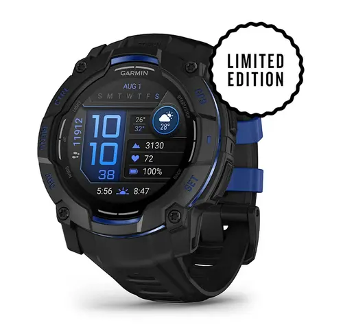 Garmin Instinct® 3 – 50 мм, AMOLED - Instinct® 3 – 50 мм, AMOLED - Black с Black/Bolt Blue каишка 010-03020-03