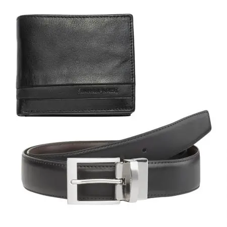 Мъжки комплект портфейл и колан Silver Flame - 100 см