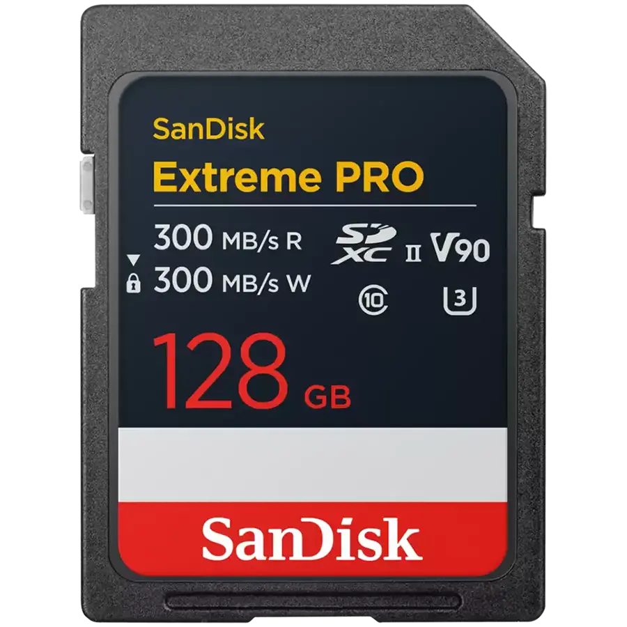 SanDisk Карта памет Extreme Pro SDXC 128GB 300MB/s & 300Mb/s Class 10 V90 UHS-II