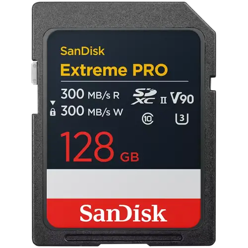 SanDisk Карта памет Extreme Pro SDXC 128GB 300MB/s & 300Mb/s Class 10 V90 UHS-II