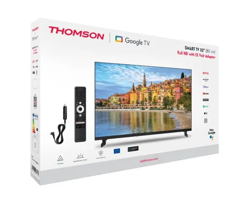 Телевизор, Thomson Smart FHD TV 32"; Google TV; 1920 x 1080 (FHD), DLED, 60 Hz, DVB-T/T2/C/S/S2, Wi-Fi, Bluetooth, LAN, HDMI 3 (1.4), USB 2 (2.0), 12 Volt adapter included, Side Feet, Black - image 7