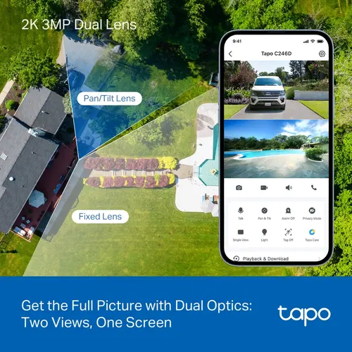 Κάμερα TP-Link Tapo C246D, κάμερα ασφαλείας WIFI με διπλό φακό, IP65 - 4