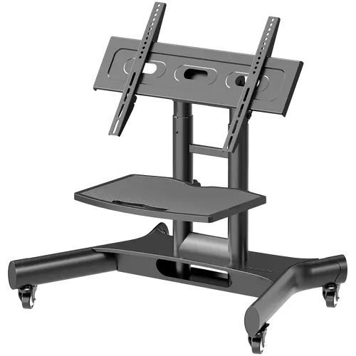 ONKRON Tilting Mobile TV Stand for 32'' – 70 Inch LCD LED OLED TV Screens & Touch Panels Rolling TV Cart on Wheels with Shelf, Black