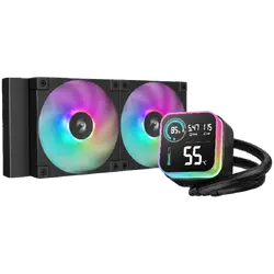 DeepCool LQ240, 240mm CPU Liquid Cooler, 2x120mm ARGB PWM Fans, LED Screen, Anti-Leak Technology, Black, LGA1851/1700/1200/1151/1150/1155, AMD AM5/AM4, 5Y, R-LQ240-BKLSMW-G-1