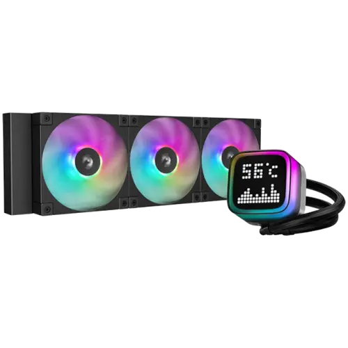 DeepCool LP360, 360mm CPU Liquid Cooler, 3x120mm ARGB PWM Fans, Dot-matrix Screen, Anti-Leak Technology, Black, LGA1851/1700/1200/1151/1150/1155, AMD AM5/AM4, 5Y, R-LP360-BKMSNC-G-1