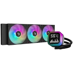 DeepCool LP360, 360mm CPU Liquid Cooler, 3x120mm ARGB PWM Fans, Dot-matrix Screen, Anti-Leak Technology, Black, LGA1851/1700/1200/1151/1150/1155, AMD AM5/AM4, 5Y, R-LP360-BKMSNC-G-1