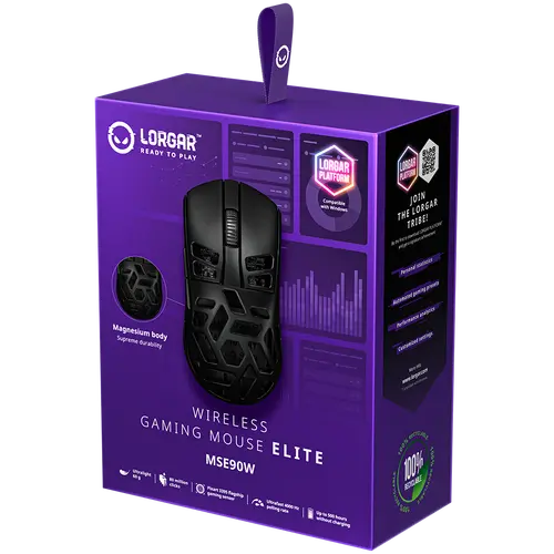 LORGAR MSE90W, ασύρματο gaming ποντίκι Elite από κράμα μαγνησίου, μαύρο - 11