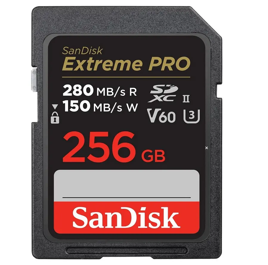SANDISK Extreme PRO 256GB V60 UHS-II SD cards, 280/150MB/s,V60,C10,UHS-II