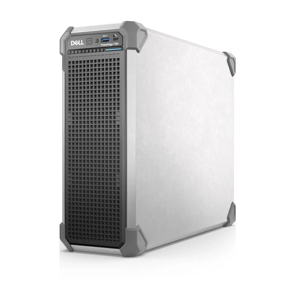 Сървър, Dell PowerEdge T160, Xeon 6315P, 3x 3.5" Chassis and 2x2.5" Cabled, Intel Xeon 6 Performance 6315P 2.8G, 4C/4T, 16GB UDIMM 5600MT/s ECC, 2TB 7.2K RPM SATA Hard Drive, Single 300W Cabled PSU, No Controller Software RAID S160, iDRAC9 Ent.16G, 3Y Basic NBD