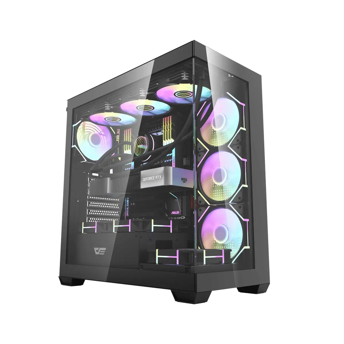 Darkflash κουτί Case ATX - DS900 Μαύρο - περιλαμβάνονται 7 x 120 mm A-RGB ανεμιστήρες, USB-C