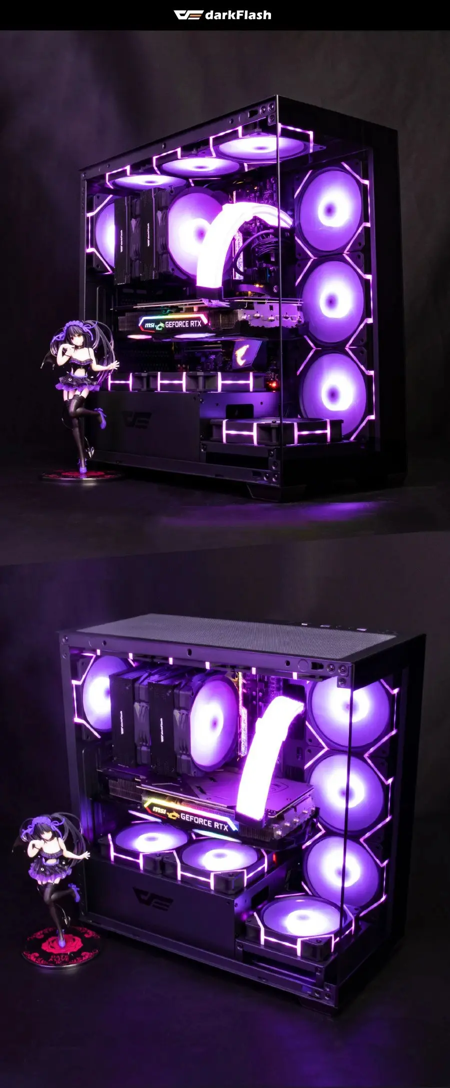 Darkflash κουτί Case ATX - DS900 Μαύρο - περιλαμβάνονται 7 x 120 mm A-RGB ανεμιστήρες, USB-C - image 10