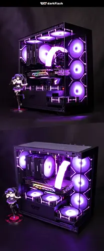 Darkflash κουτί Case ATX - DS900 Μαύρο - περιλαμβάνονται 7 x 120 mm A-RGB ανεμιστήρες, USB-C - 11