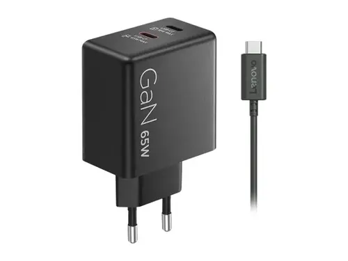 Adaptor, Lenovo Dual USB-C 65W GaN Charger - 6