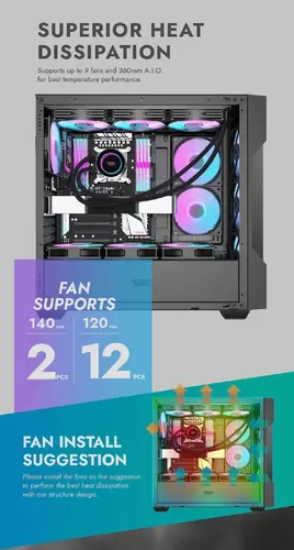 Darkflash кутия Case ATX - DS900 Mesh Black - 4 x 120 mm A-RGB fans included - image 13