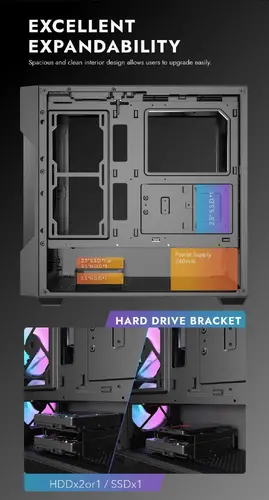 Darkflash кутия Case ATX - DS900 Mesh Black - 4 x 120 mm A-RGB fans included - image 17