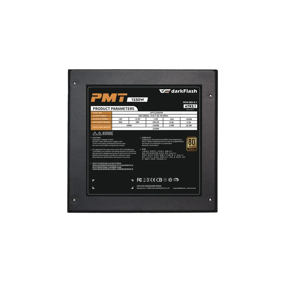 Darkflash sursă PSU ATX 3.1 1250W Gold, Full Modular, PCIe 5.1 - PMT1250 A3 - image 4