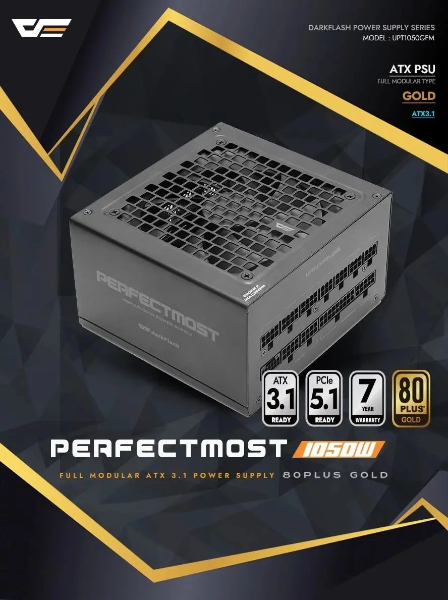 Darkflash захранване PSU ATX 3.1 1050W Gold, Full Modular, PCIe 5.1 - PMT1050 A3 - image 7