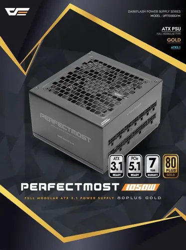 Darkflash sursă de alimentare PSU ATX 3.1 1050W Gold, complet modulară, PCIe 5.1 - PMT1050 A3 - 8