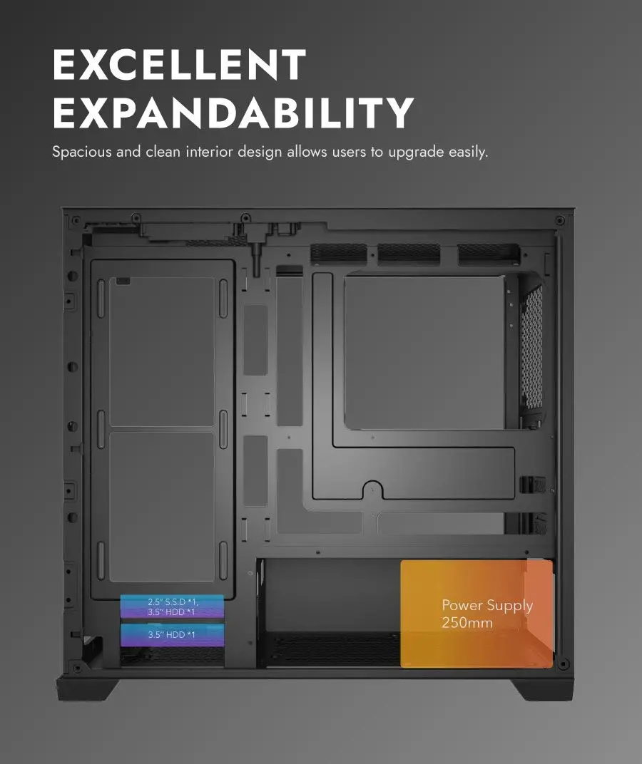 Darkflash кутия Case mATX - DS900M Black - 6 x 120 mm Infinity Mirror A-RGB - image 10