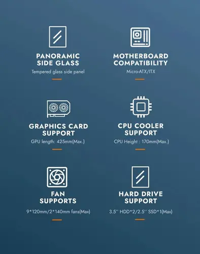 Darkflash кутия Case mATX - DS900M Black - 6 x 120 mm Infinity Mirror A-RGB - image 11