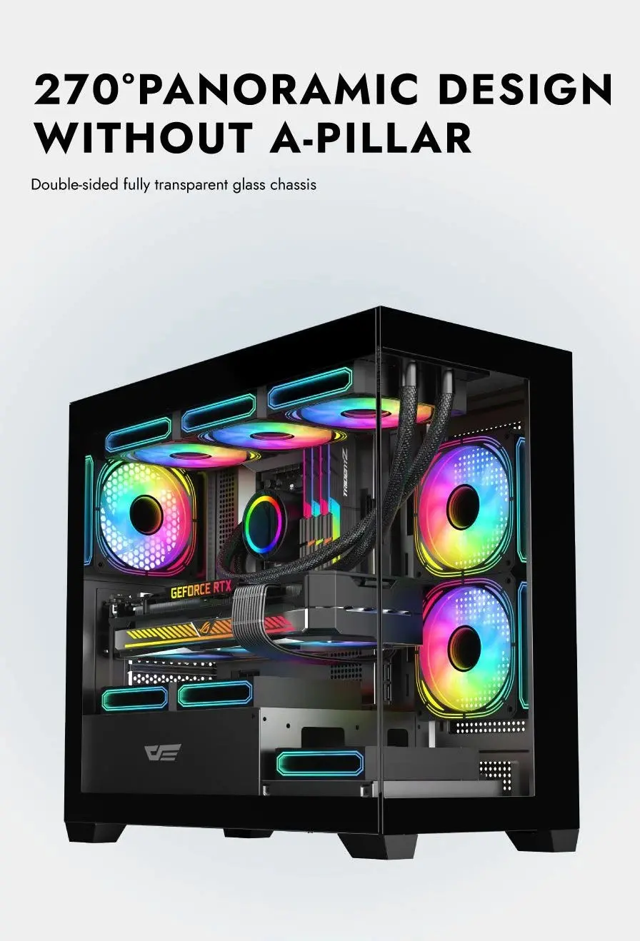 Darkflash κουτί Case mATX - DS900M Μαύρο - 6 x 120 mm Infinity Mirror A-RGB - image 7