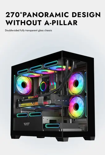 Darkflash кутия Case mATX - DS900M Black - 6 x 120 mm Infinity Mirror A-RGB - image 7