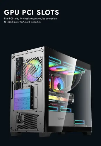 Darkflash кутия Case mATX - DS900M Black - 6 x 120 mm Infinity Mirror A-RGB - image 8