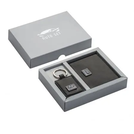 Сет от ключодържател и калъф за документи SILVER FLAME с лого Hyundai