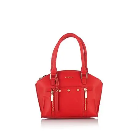 Дамска чанта с украсителни ципове в червено - ROSSI