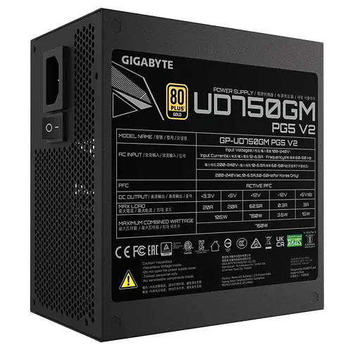 Захранващ блок Gigabyte UD750GM PG5 V2 , 750W, 80+ GOLD, PCIe 5.1 - image 5