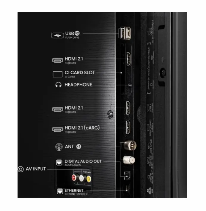 Телевизор, Hisense 55" E7Q, 4K Ultra HD 3840x2160, QLED, Quantum Dot, HDR 10+, HLG, Dolby Vision, DTS Virtual X, Smart TV, WiFi, Light Sensor, BT, Anyview Cast, 3xHDMI, 2xUSB, LAN, CI+, DVB-T2/C/S2, Black - image 3