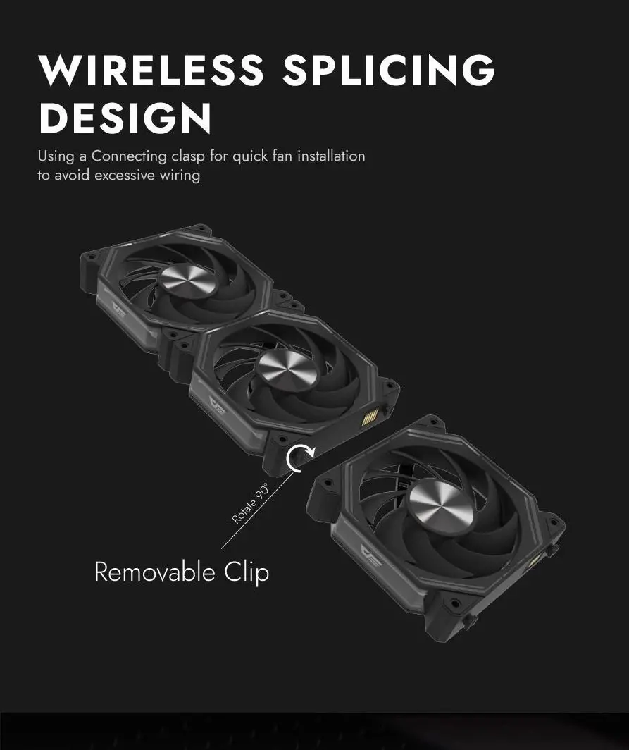 Darkflash Комплект вентилатори Fan Pack 3-in-1 3x120mm - INF34 Black, Daisy-Chain, Addressable RGB - image 8