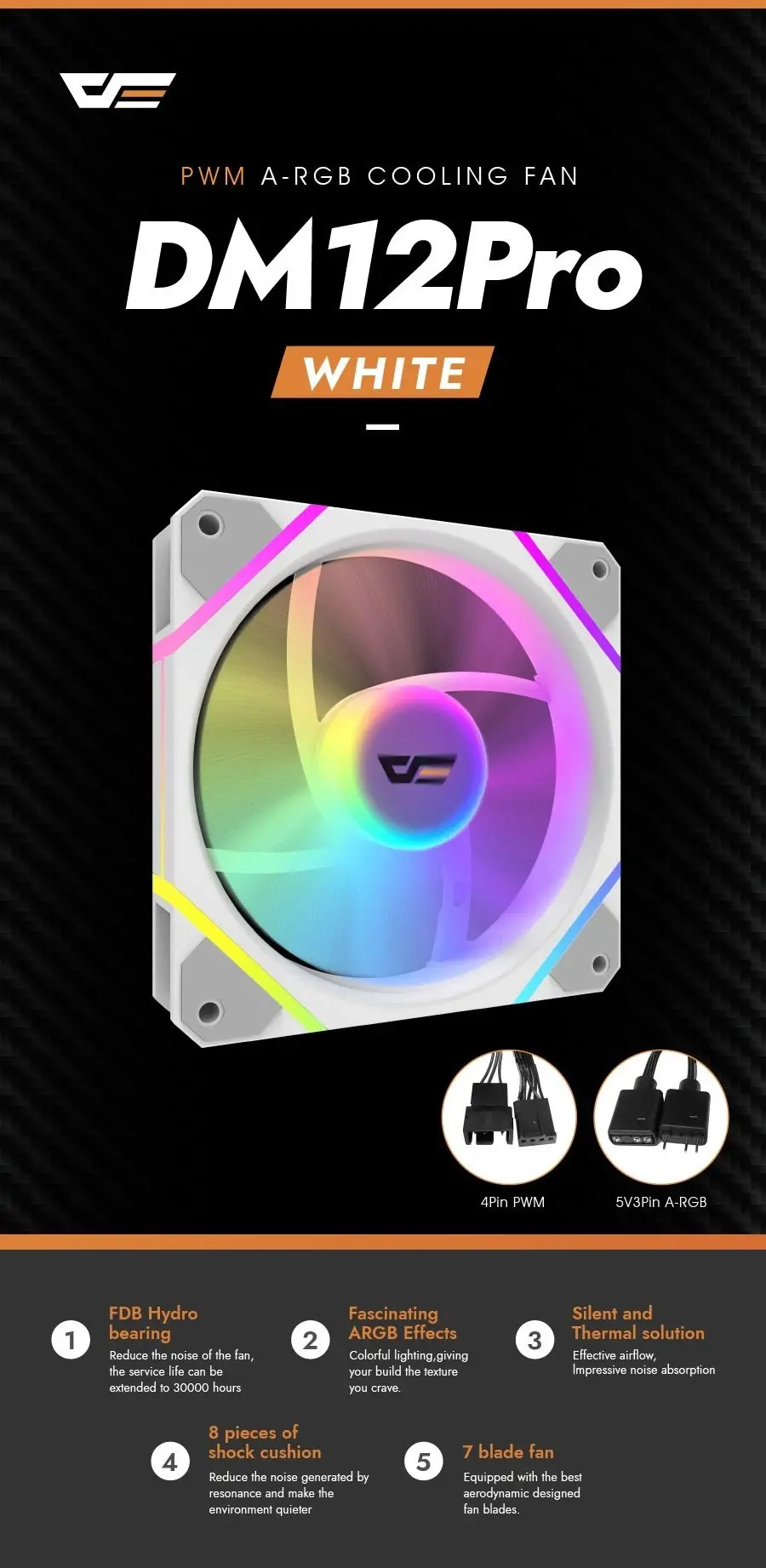 Darkflash ventilator Fan 120mm DM12 Pro A-RGB Alb - image 8