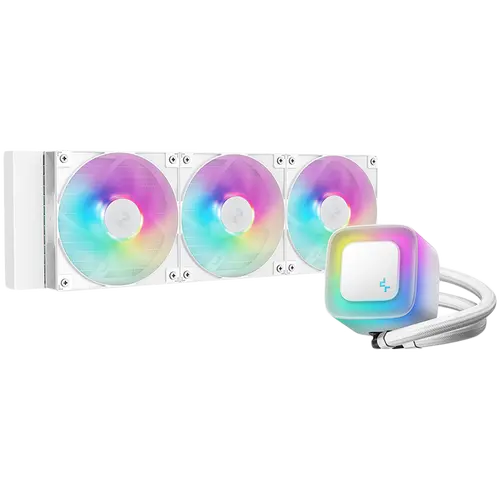 DeepCool LE360 WH V2, 360mm CPU Liquid Cooler, 3x120mm PWM ARGB Fans, ARGB block, White, LGA1851/1700/1200/1151/1150/1155, AMD AM5/AM4, R-LE360-WHAMMN-G-2, 3Y