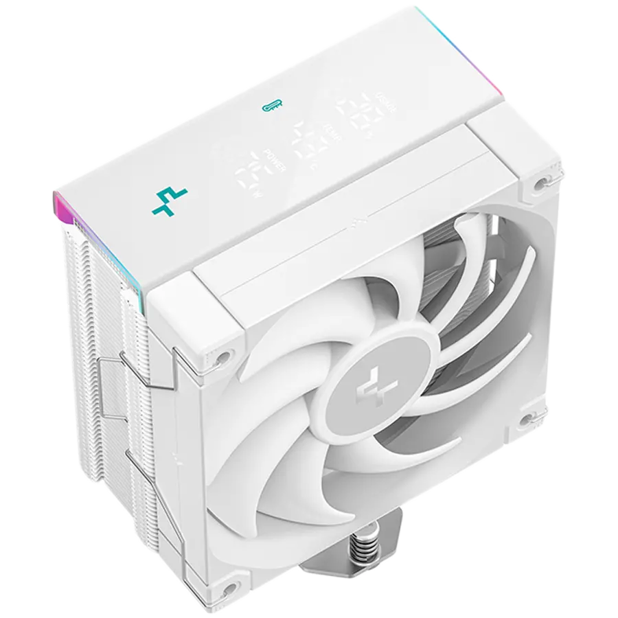 DeepCool AK400 DIGITAL PRO WH, CPU Air Cooler, 1x120mm FT12 SE PWM Fan, Digital Display, ARGB, Core Touch Technology 2.0, 4 Heatpipes, White, LGA1851/1700/1200/115x, AMD AM5/AM4, 126x97x159 mm(LxWxH), 3Y, R-AK400-WHAPMN-G - image 1