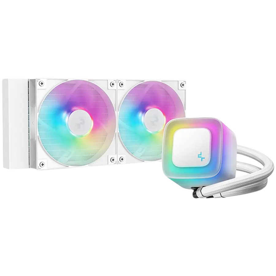 DeepCool LE240 WH V2, υγρόψυξη CPU 240mm, 2x120mm PWM ARGB ανεμιστήρες, ARGB block, λευκό, LGA1851/1700/1200/1151/1150/1155, AMD AM5/AM4