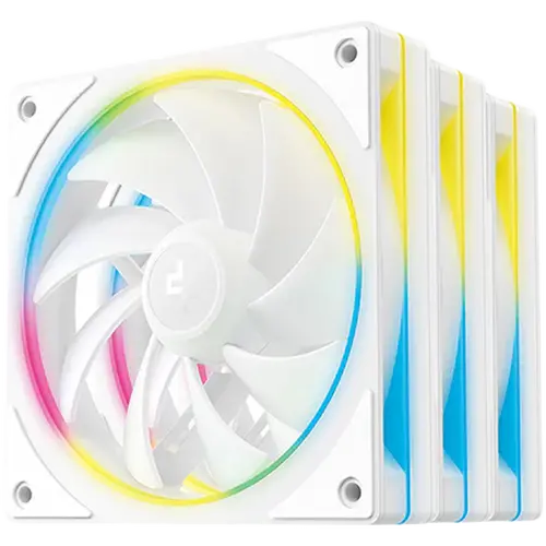 DeepCool FL12 SE 3IN1 WH, 3x120mm ARGB Fans, 8-pin Cable, PWM, Fluid Dynamic Bearing, PBT, 3 pack, ARGB Halo, White, R-FL12SE-WHAPN3-G, 3Y