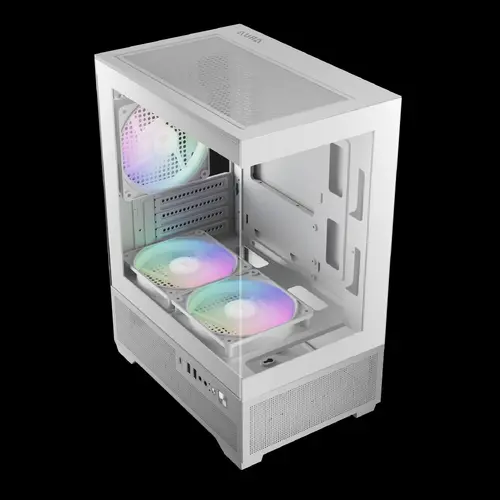 Gamdias кутия Case mATX - AURA GC9M Elite White - 3 x 120 mm A-RGB, USB-C, Tempered Glass - image 2