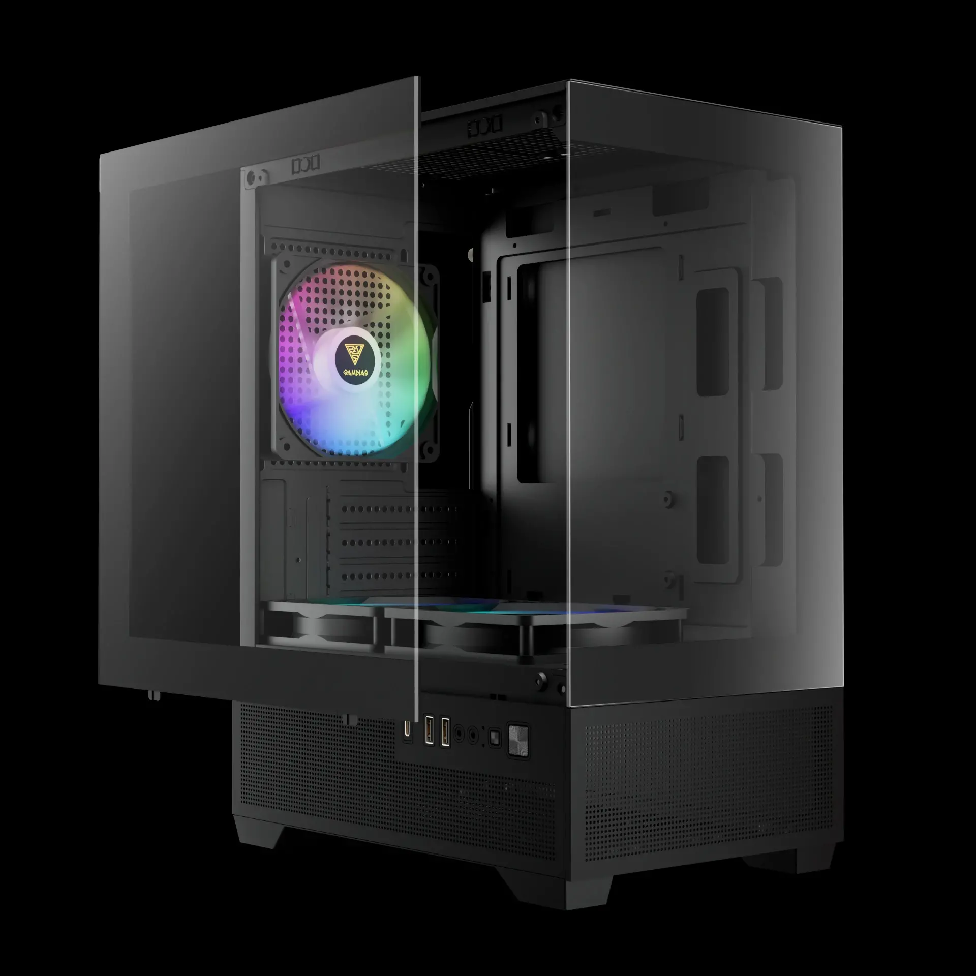 Gamdias кутия Case mATX - AURA GC9M Elite - 3 x 120 mm A-RGB, USB-C, Tempered Glass - image 3