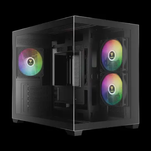 Gamdias кутия Case mATX - AURA GC10M v2 - 3 x 120 mm A-RGB, USB-C, Tempered Glass - image 1
