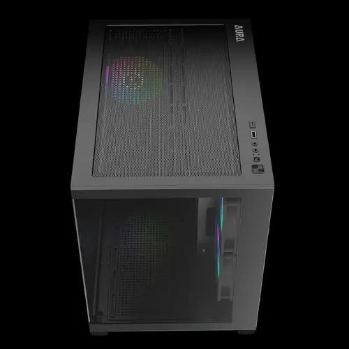 Gamdias кутия Case mATX - AURA GC10M v2 - 3 x 120 mm A-RGB, USB-C, Tempered Glass - image 2