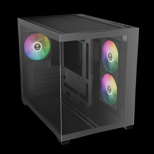 Gamdias кутия Case mATX - AURA GC10M v2 - 3 x 120 mm A-RGB, USB-C, Tempered Glass - image 4