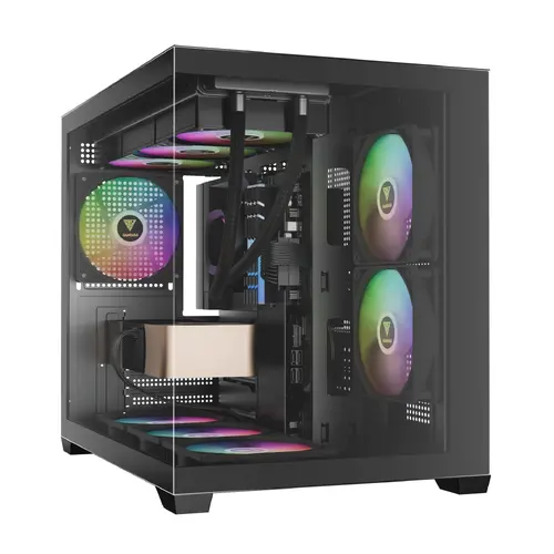 Gamdias κουτί Case mATX - AURA GC10M v2 - 3 x 120 mm A-RGB, USB-C, Tempered Glass - 1