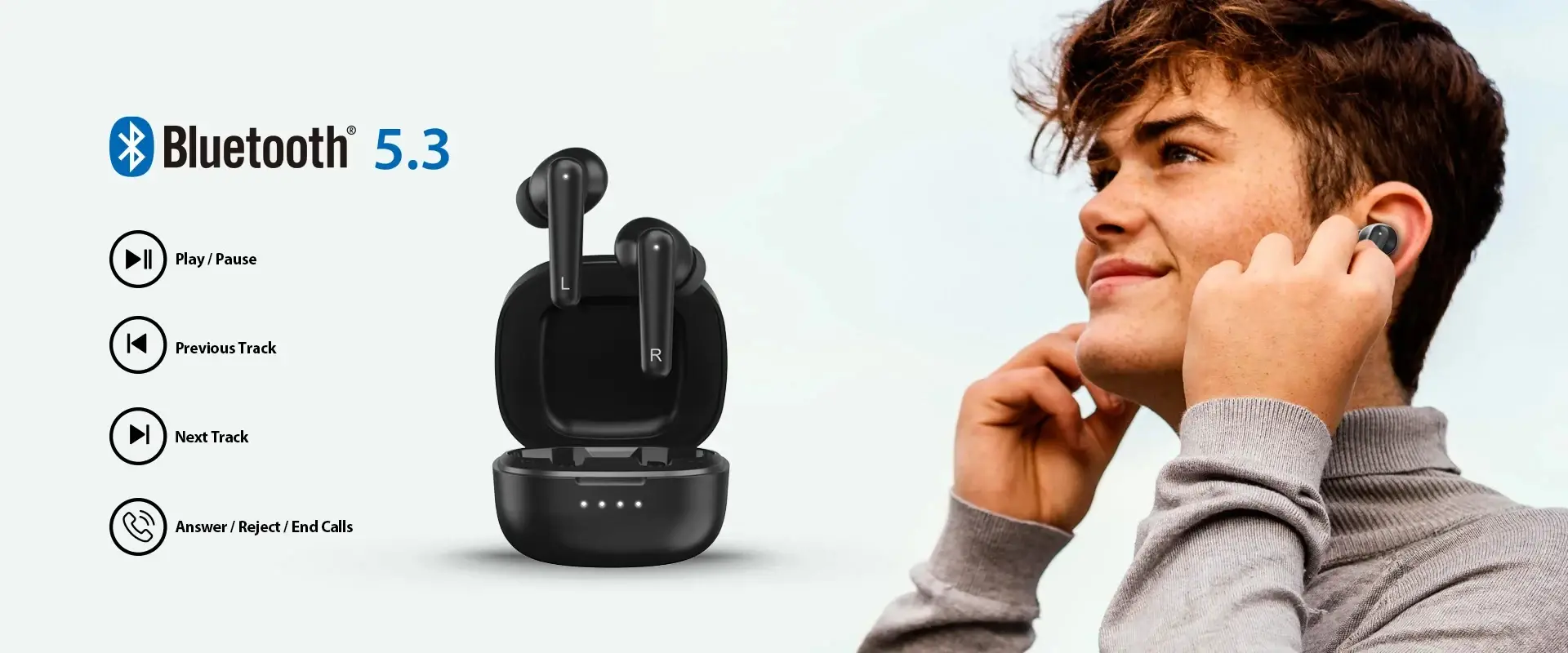 Genius безжични слушалки TWS Bluetooth 5.3 Earphones HS-M910BT Black - image 4