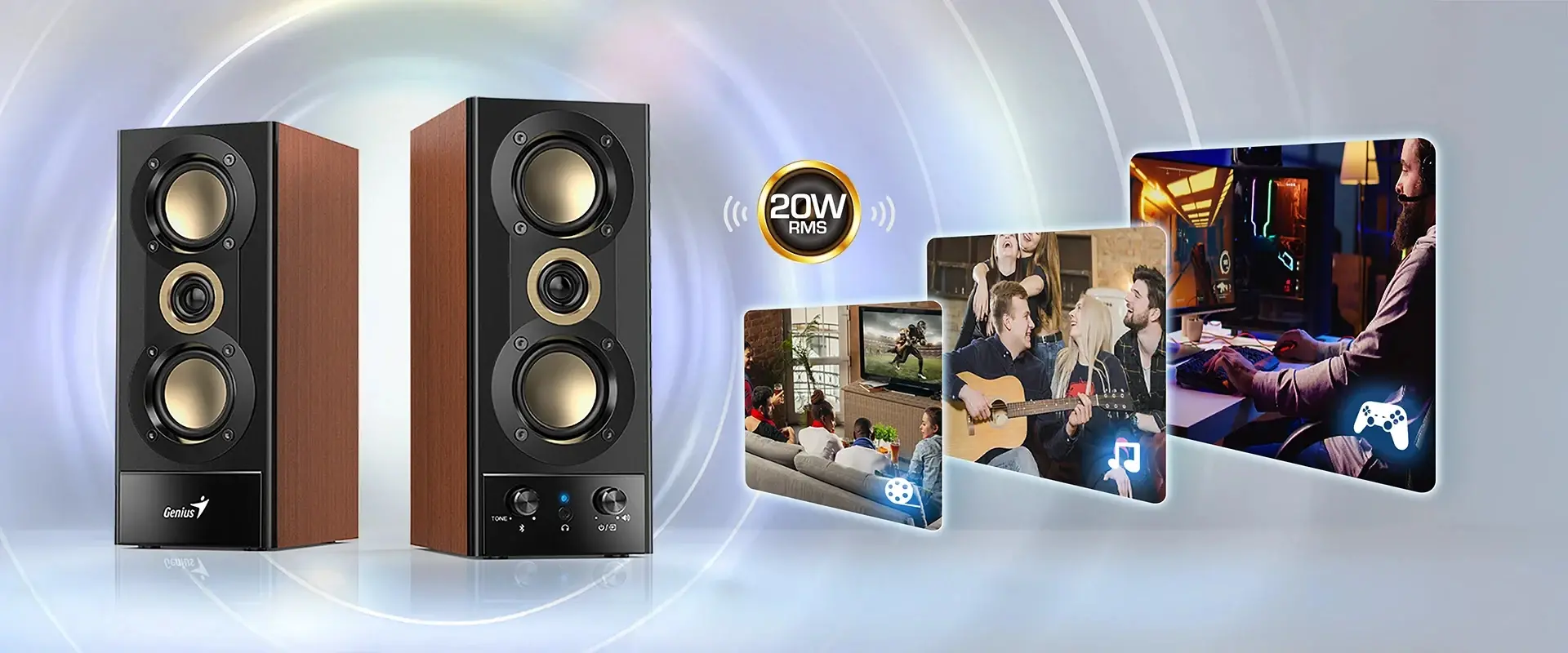 Genius boxe Speakers 2.0 - SP-HF800BT - 20W RMS, Bluetooth 5.3, lemn - image 6