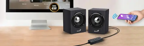 Genius ηχεία Speakers 2.0 - SP-HF385BT - 4W RMS, Bluetooth 5.0, ξύλινα - 5