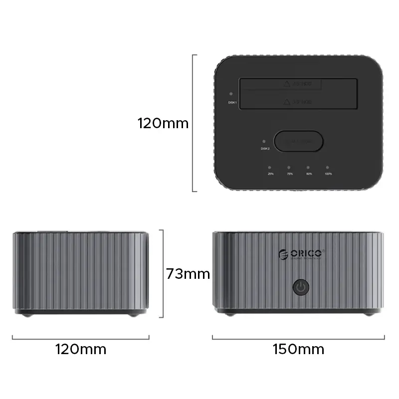 Orico докинг станция Storage - HDD/M.2 Dock - 2 BAY Offline Clone 2.5/3.5/M.2 NVMe USB-C/USB-A - IT28E-C-EU-GY - image 1