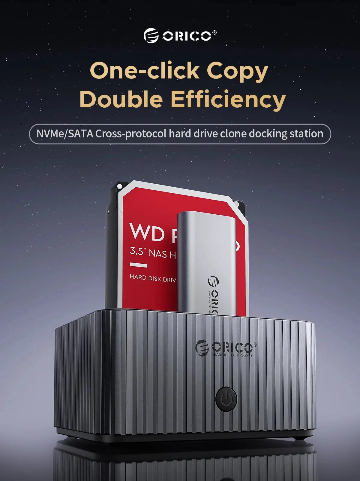 Orico докинг станция Storage - HDD/M.2 Dock - 2 BAY Offline Clone 2.5/3.5/M.2 NVMe USB-C/USB-A - IT28E-C-EU-GY - image 10