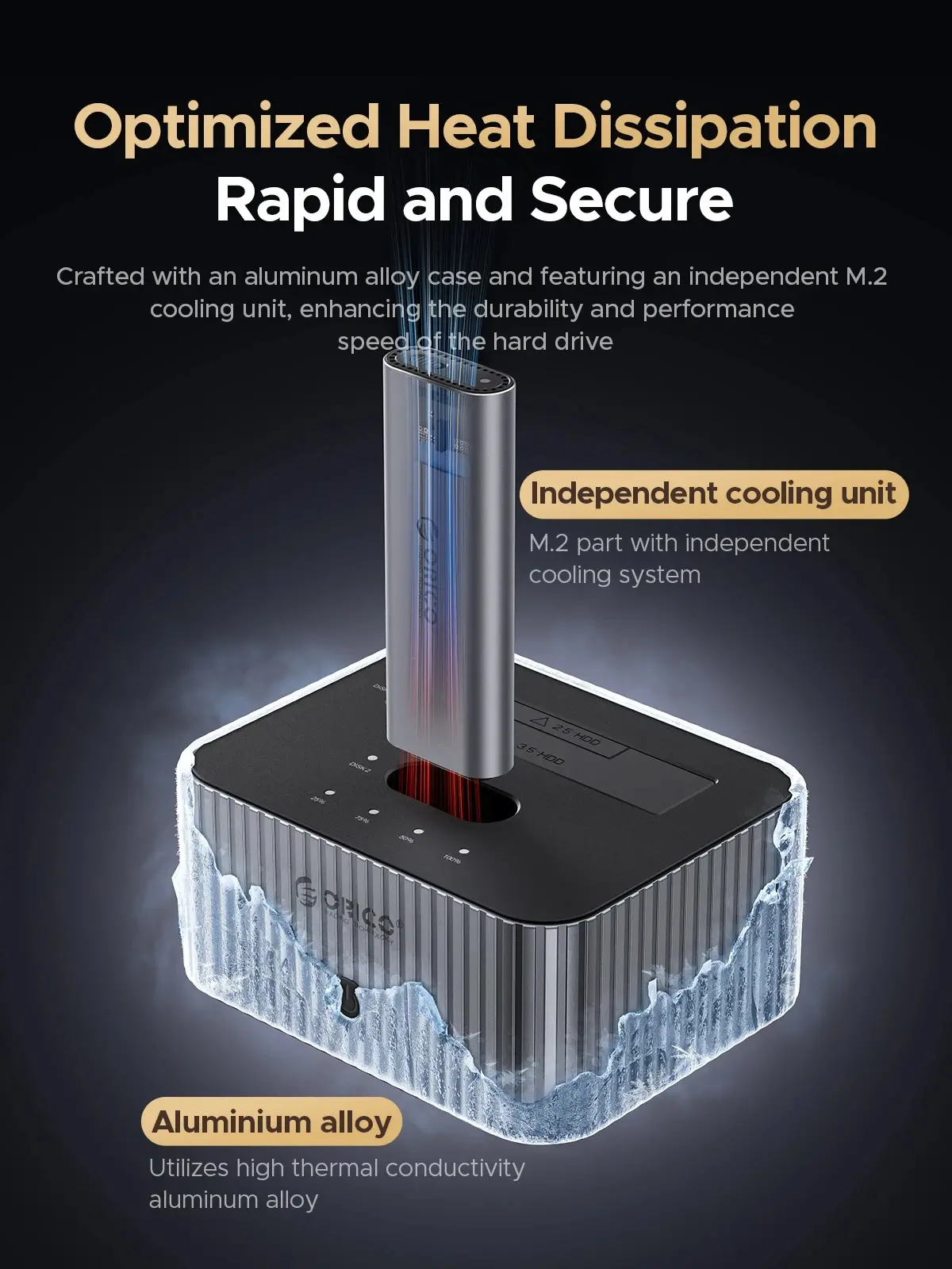 Orico докинг станция Storage - HDD/M.2 Dock - 2 BAY Offline Clone 2.5/3.5/M.2 NVMe USB-C/USB-A - IT28E-C-EU-GY - image 2